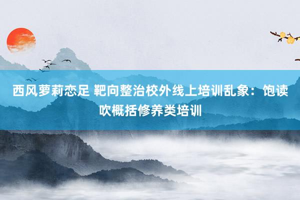 西风萝莉恋足 靶向整治校外线上培训乱象：饱读吹概括修养类培训