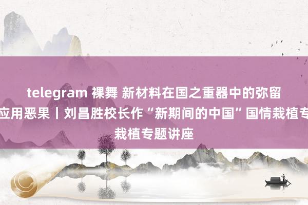 telegram 裸舞 新材料在国之重器中的弥留地位及应用恶果丨刘昌胜校长作“新期间的中国”国情栽植专题讲座